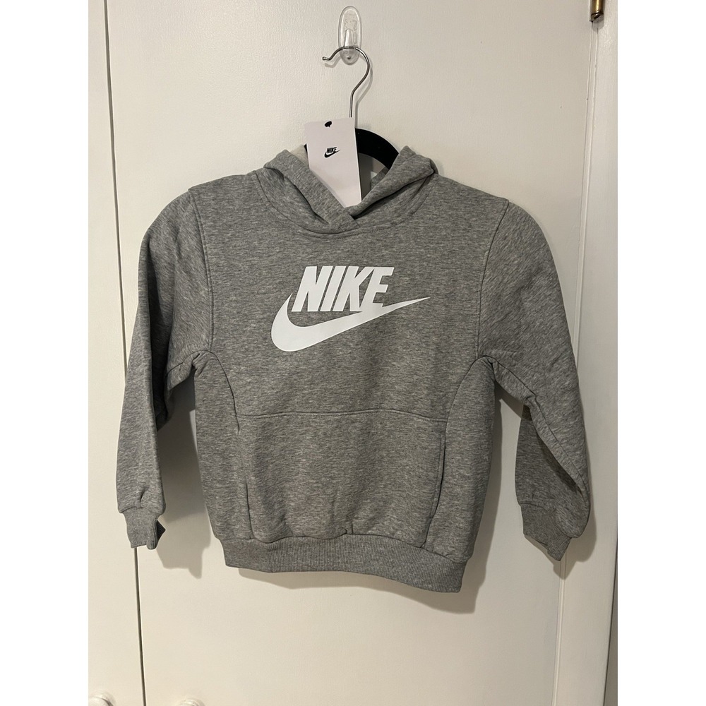 NWT Nike Hoodie Boys Size 7 Gray Soft Cotton Poly Blend Hooded Sweatshirt